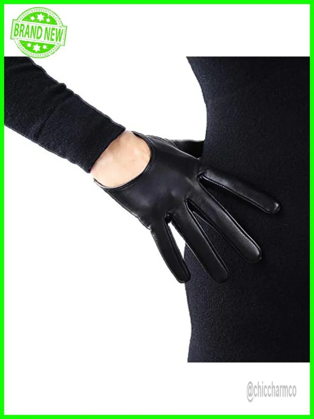 Half Palm Lambskin Leather Gloves Touchscreen Driving Party